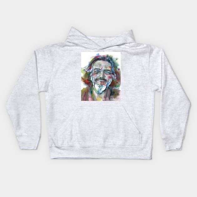 ALAN WATTS watercolor portrait.6 Kids Hoodie by lautir